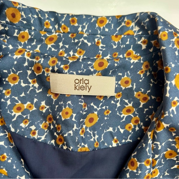 Orla Kiely Blue Floral Silk Mini Shirtdress Shirt Dress Retro Vintage 40s XS S - Picture 8 of 9